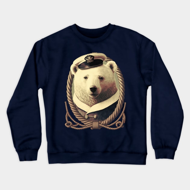 Sailor Polar Bear Crewneck Sweatshirt by MitchLudwig